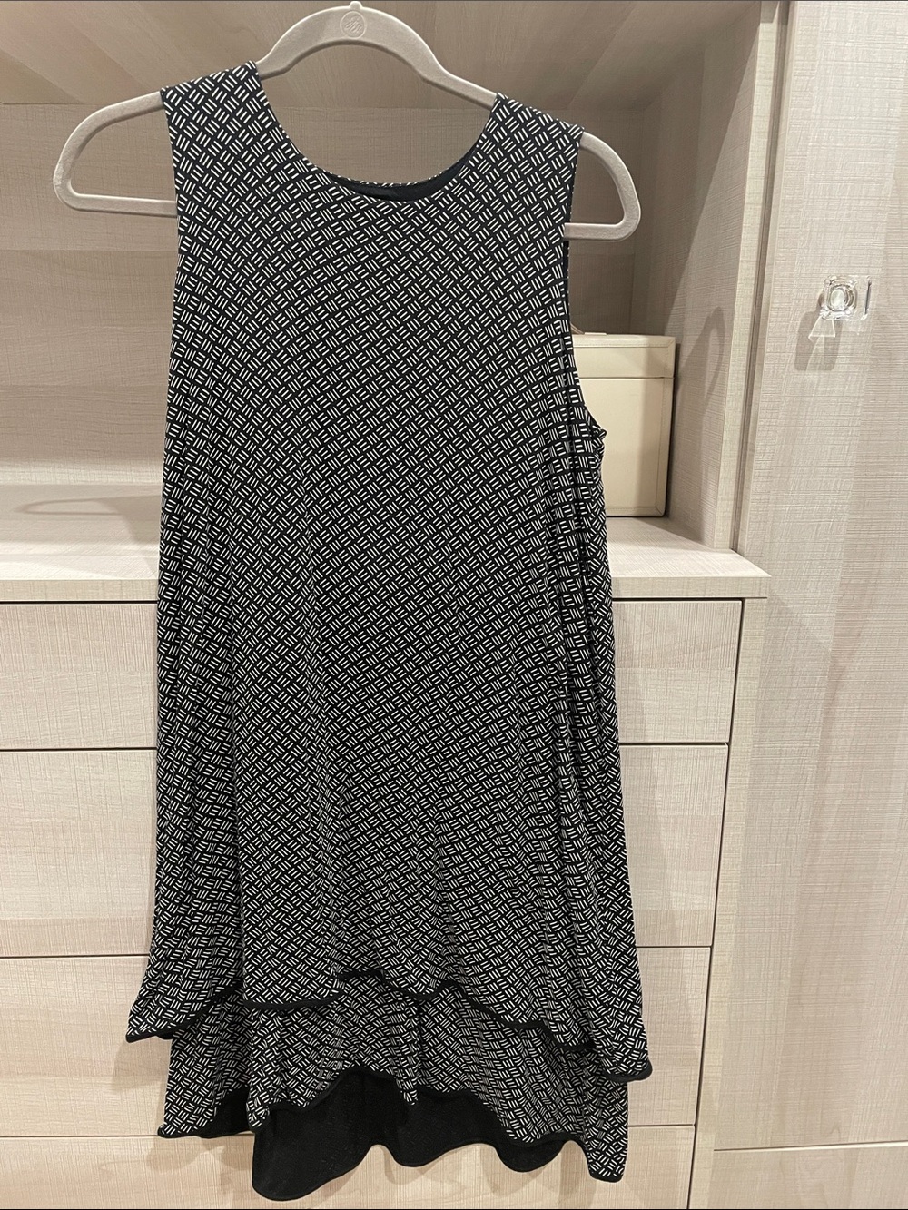 J. Jill Black & White Geometric Sleeveless A-Line Dress